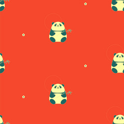 China seamless pattern with panda bear vector