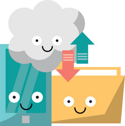 Folder and smartphone with cloud computing vector