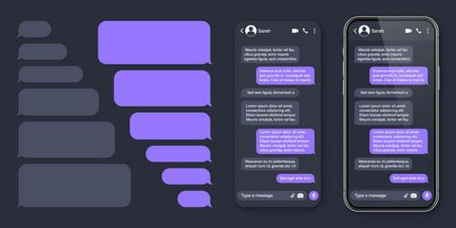 realistic smartphone with messaging app sms text vector image