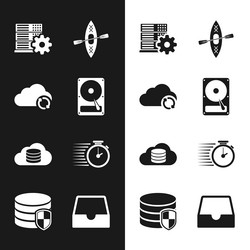 set hard disk drive hdd cloud sync refresh vector image