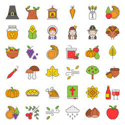 Thanksgiving and autumn related icon big set vector