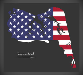 virginia beach va map with american national flag Vector Image