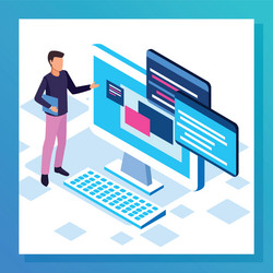 big data colorful design with man computer vector image