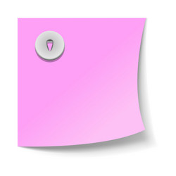 Note paper with push pin icon realistic style vector