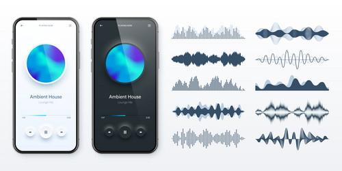 Online audio player user interface smartphone app vector