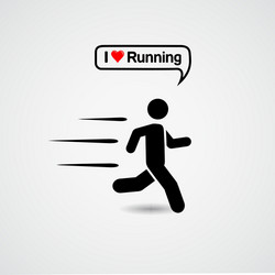 running icon with text - i love vector