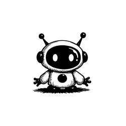sketchy android character isolated on white vector image