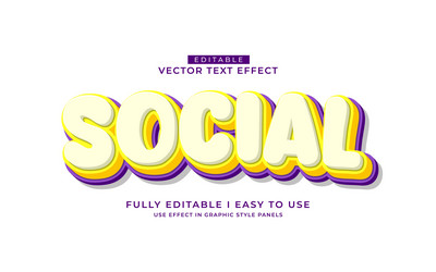 3d editable text effect typography style template vector image