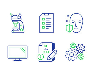 algorithm face protection and checklist icons set vector image