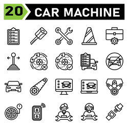 car machine icon set include service list vector image