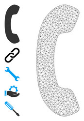 web net phone receiver icon with simple pictograms vector image