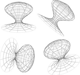abstract 3d wireframe objects spatial shapes vector image
