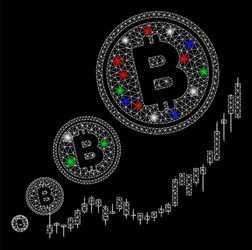 bright mesh network bitcoin inflation chart vector image