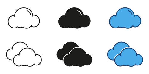 cloud line and solid icon set weather nature vector image