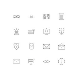 cyber security linear thin icons set outlined vector image