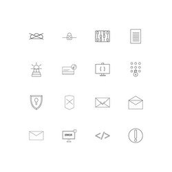 Cyber security linear thin icons set outlined vector