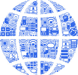 planet globe mosaic icon for bigdata and computing vector image