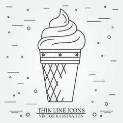 Thin line icon ice-cream for web design vector