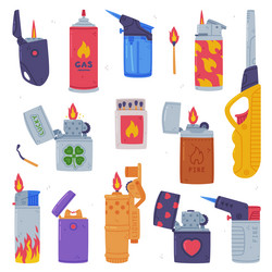 various lighters as portable device for igniting vector image