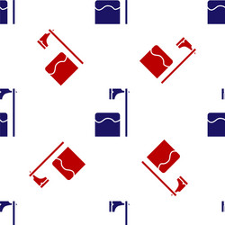 blue and red executioner axe in tree block icon vector image