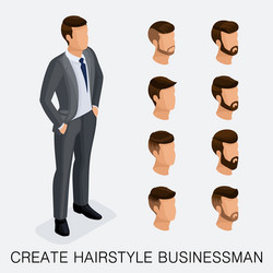 Isometric businessmen set head vector