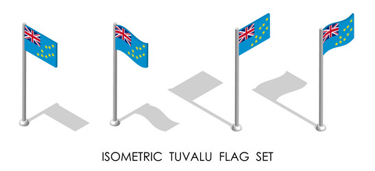 isometric tuvalu flag in static position vector image