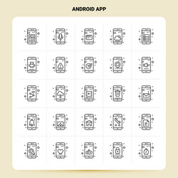 outline 25 android app icon set line style design vector image