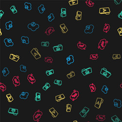 set line music streaming service folder upload vector image
