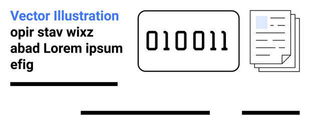 digital document with binary code and placeholder vector image