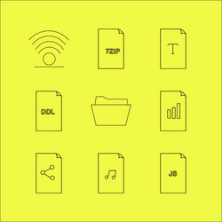 files and folders linear icon set simple outline vector image