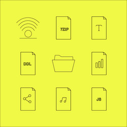 Files and folders linear icon set simple outline vector