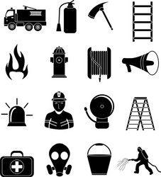 Firefighter isolated colored icon set Royalty Free Vector