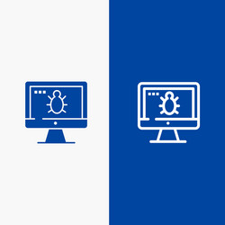 monitor bug screen security line and glyph solid vector image