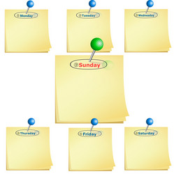 note-paper working week with pin vector image