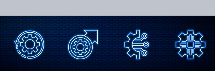 set line algorithm gear and arrows as workflow vector image