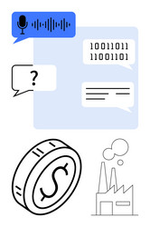 voice technology binary code and automation vector image