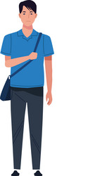 Young man casual with handbag avatar character vector