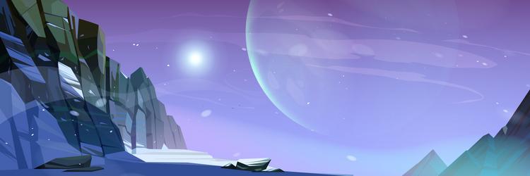 Alien planet landscape space background with rocks