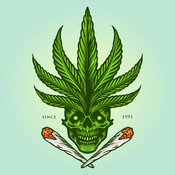 Cannabis Skull with Joint Vector Image