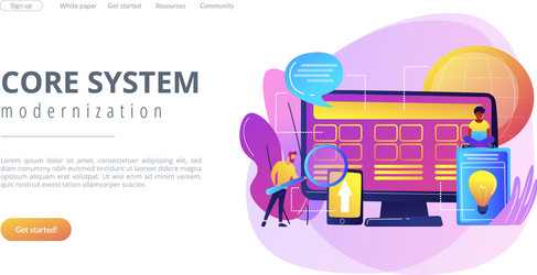 Core system development concept landing page vector