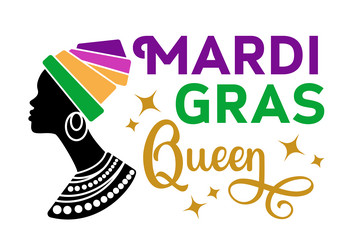 mardi gras queen lettering for t shirt vector