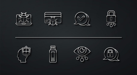 set line system bug on monitor head with shield vector image