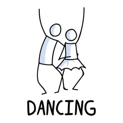 Stick figures icon two dancers performers vector