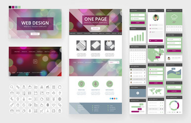 website design template and interface elements vector image