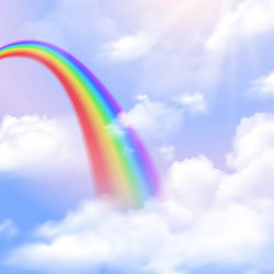 Bright colored rainbow clouds and sky realistic Vector Image