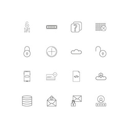 cyber security linear thin icons set outlined vector image