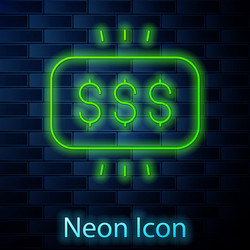 Glowing neon line money prize in casino icon vector