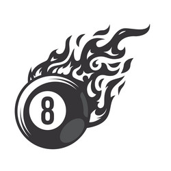 Hot billiard ball number eight fire logo vector