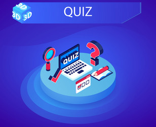 quiz isometric design icon web 3d colorful vector image