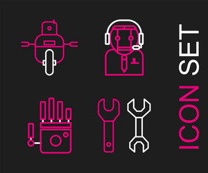 set line spanner mechanical robot hand worker vector image